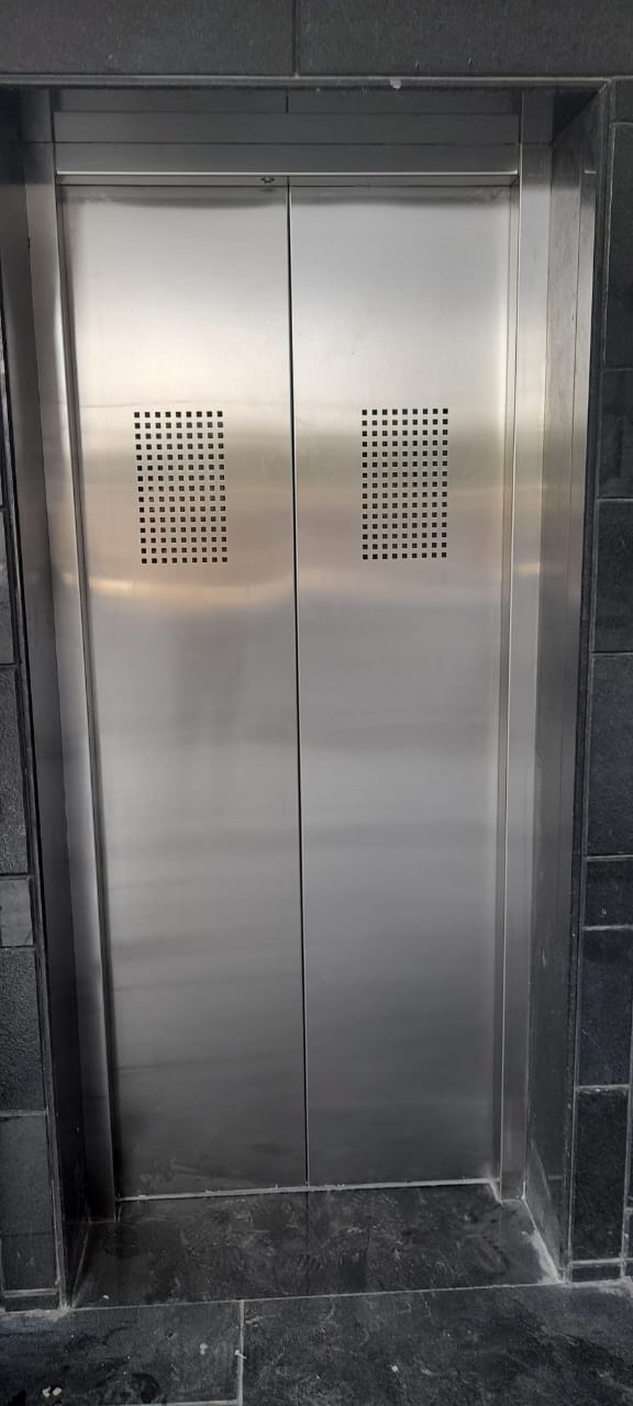 Stainless steel automatic door with ventilation panels