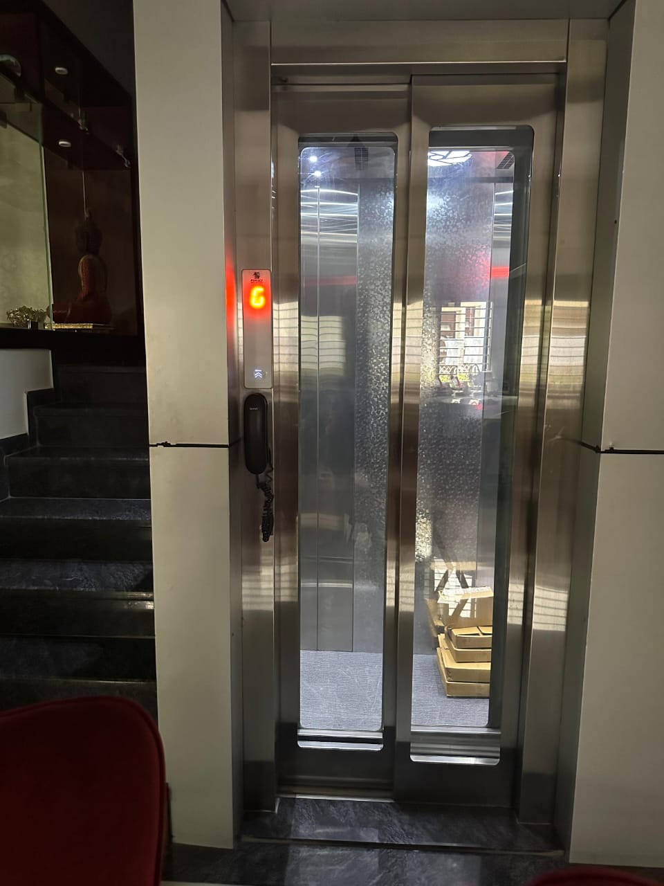 Stainless steel automatic door with glass vision panels