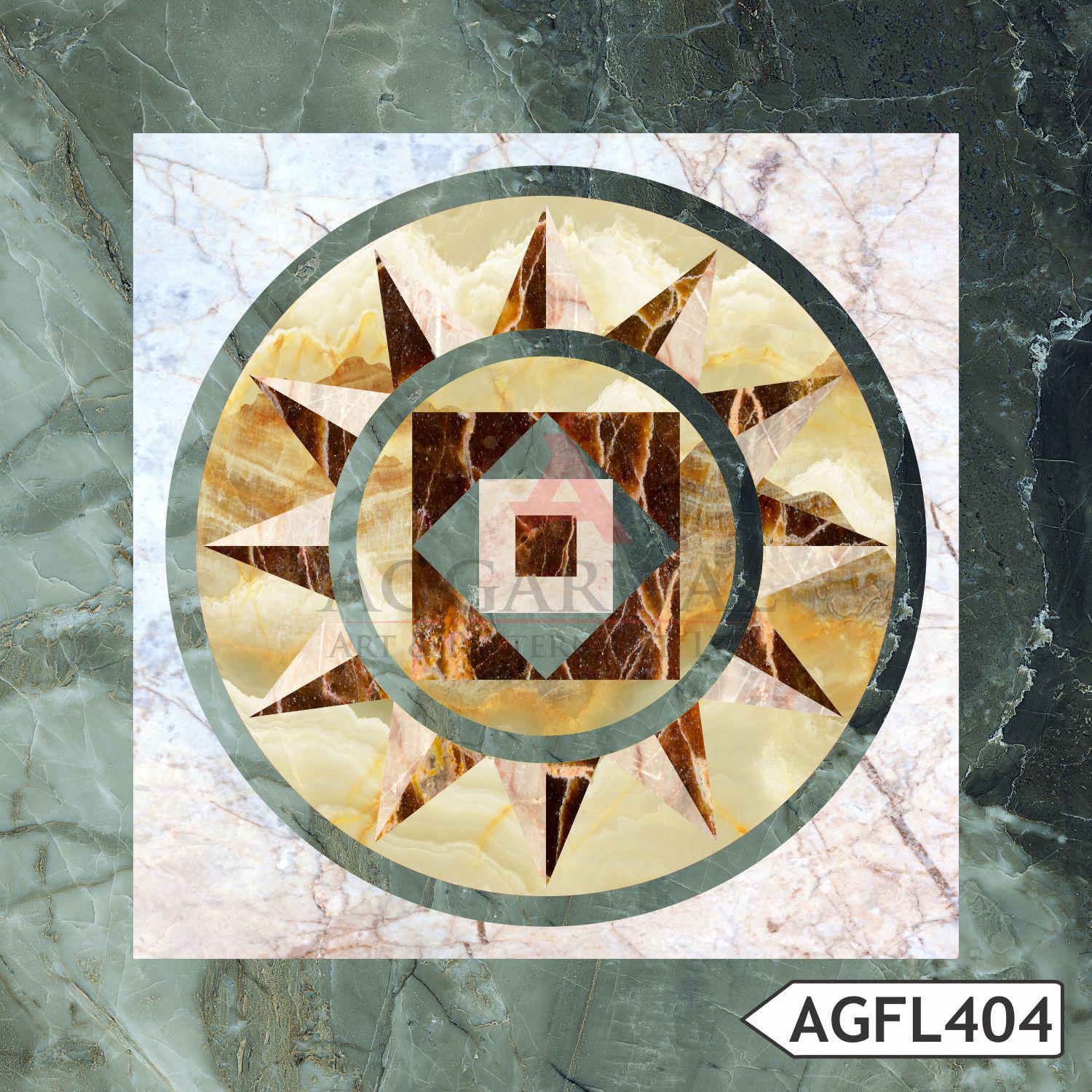 Compass square in green marble