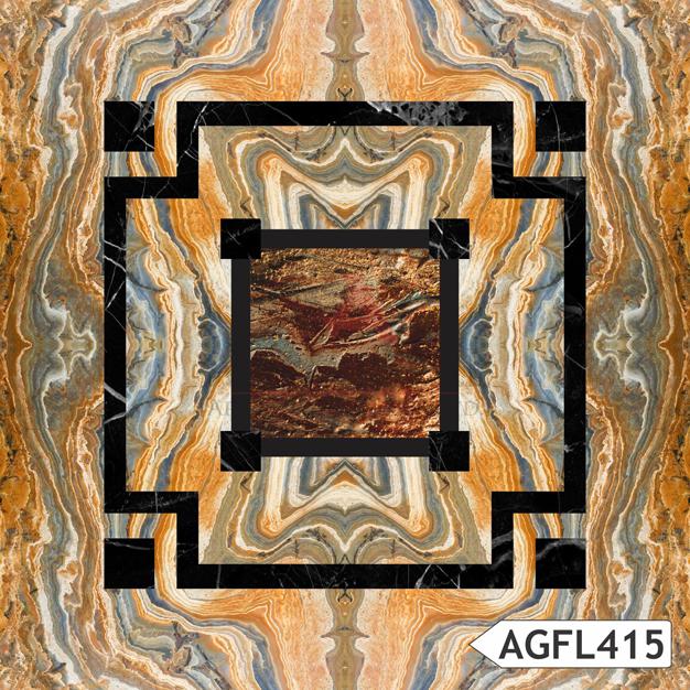 Geometric pattern in orange marble