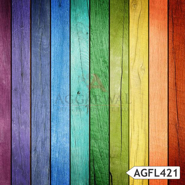Rainbow colored wood planks